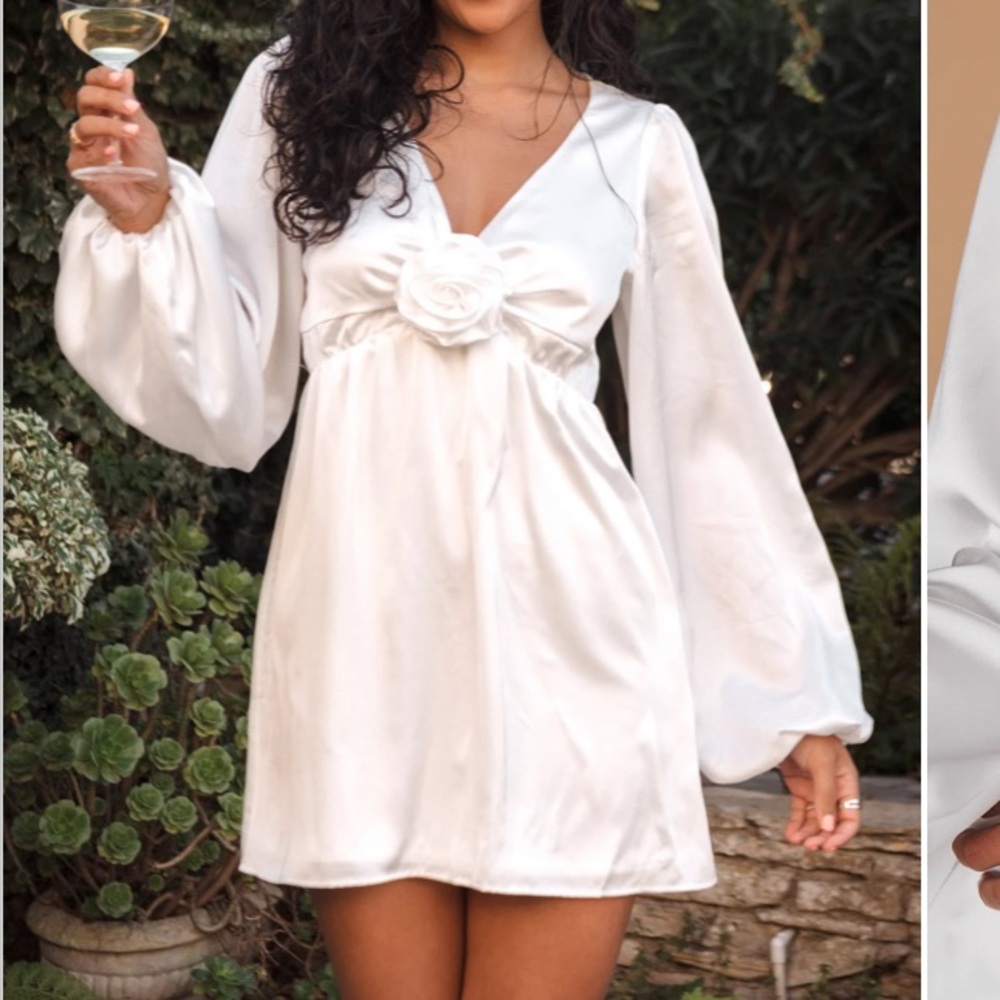 Show Me Your MuMu White Mini Dress with Bell Sleeves
